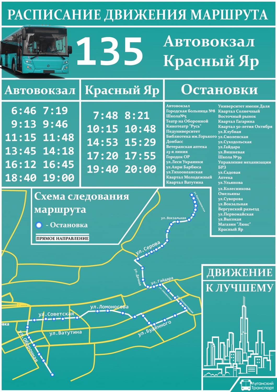 Расписания 135 уфа. Маршрут 135 автобуса. Схема движения общественного транспорта в Луганске. 135 Маршрут график. Остановки луганских маршруток.